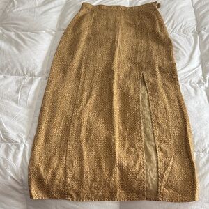 GAP Gold Patterned Skirt 100% Linen